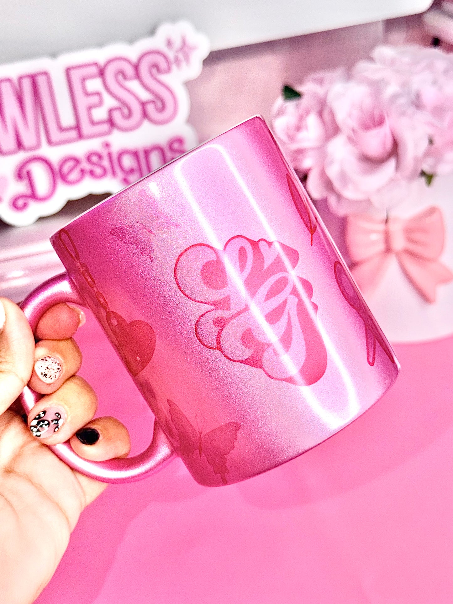 Custom Pink Glitter Mug